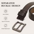 thumbnail image 5 of Men's Big and Tall Leather Belt, 1.38" Wide Pin Buckle Belt, Double-Layer Cowhide Belt for Jeans and Dress Pants, Waist 33"-61", Black or Brown - TRISJEM, 5 of 9