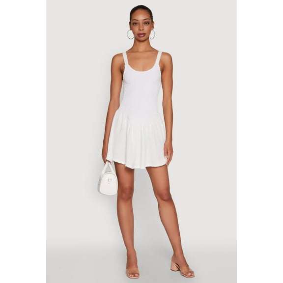 Womens Chic Scoop Neck Sleeveless Skater Dress