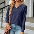 thumbnail image 4 of Sweatshirts Clearance Womens Fall Clearance Clothes $5.00 Fashion V Neck Button Lace Long Sleeve Loose T shirt, 4 of 7