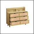 thumbnail image 4 of 43.31"6-Drawers Rattan Storage Cabinet Rattan Drawer with LED Lights and Power Outlet,for Bedroom,Living Room,Natural, 4 of 9