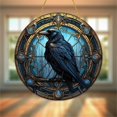 thumbnail image 5 of HmNPlay Gothic Crow Hanging Decor - Stained Glass Bird Acrylic Suncatcher Ornament for Window, Home, Halloween Decorations - Lightweight & Durable (1pc)​, 5 of 6