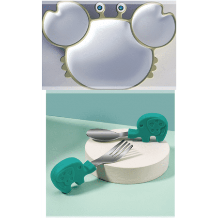 

Livesture Silicone Baby Dishes for Children s Tableware Plate Non-slip Baby Feeding Bowl Green set