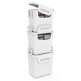 thumbnail image 1 of Costway 3 PCS Plastic Storage Bins with Front Door & Side Handles for Kitchen, Bedroom White, 1 of 10