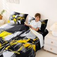 thumbnail image 3 of Homewish Yellow Aesthetic Patchwork Bed Sheets,Geometric Abstract Full Size Sheets,4pcs,1 Flat Sheet, 1 Fitted Sheet and 2 Pillowcases, 3 of 6