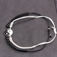 thumbnail image 4 of Juego de pulseras con dijes para mujer, joyería hecha a mano en blanco y negro, Yin Yang, cadena de cuerda ajustable, 1 par, 4 of 4