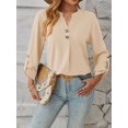 thumbnail image 2 of Women'S Shirts Loose Fit Lantern Long Sleeve Ladies Blouses Smocked Cuff Business Work Fall Tops  M, 2 of 8