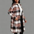 thumbnail image 6 of Women's Plaid Coat Long Sleeve Button Down Lapel Collar Mid Length Outerwear with Pockets Pink M, 6 of 7