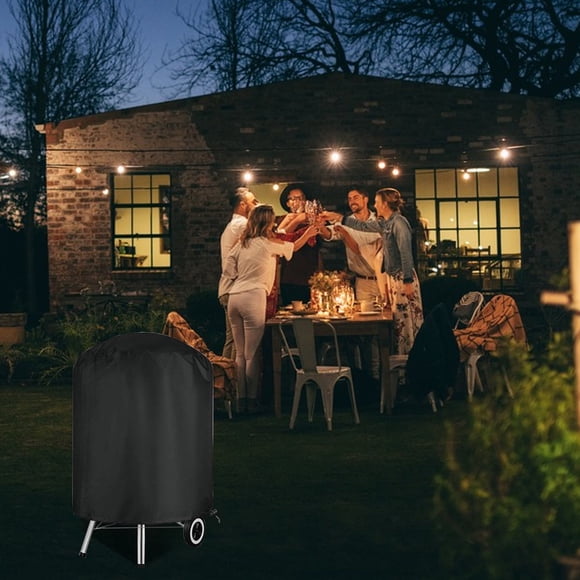 Funda para parrilla de carbón de 22 pulgadas, funda para parrilla de gas tipo kettle BBQ con cierre de velcro y cordón ajustable, impermeable, resistente a la nieve y al viento, funda de tela ligera