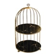 thumbnail image 2 of Estantes de hierro de dos niveles (paquete de 2) | Organizador de baño y escritorio para cosméticos y cuidado de la piel | Diseño de jaula con estantes con estampado de piedra | Negro o blanco, 2 of 6