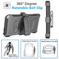 thumbnail image 6 of Ebizware Samsung Galaxy S25 FE Case with [Built-in Screen Protector] and Swivel Holster Belt Clip, Military Grade Heavy Duty Protective Defender Kickstand Phone Case Cover for Galaxy S25 FE - Black, 6 of 10