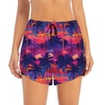 thumbnail image 2 of Balery Retro Palms Pattern Women's Running Shorts with Liner 2 Pockets Elastic Workout Athletic Gym Yoga Shorts-Small, 2 of 7