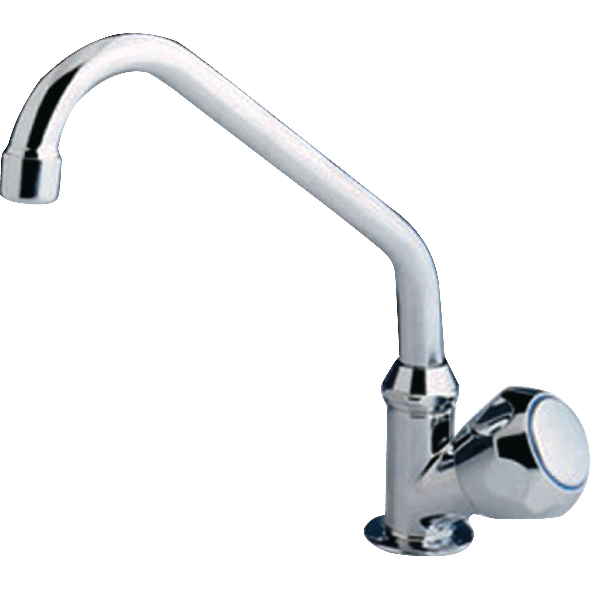 Scandvik 10169 Standard Cold Water Tap with Double Bend Swivel Spout, Standard Knob