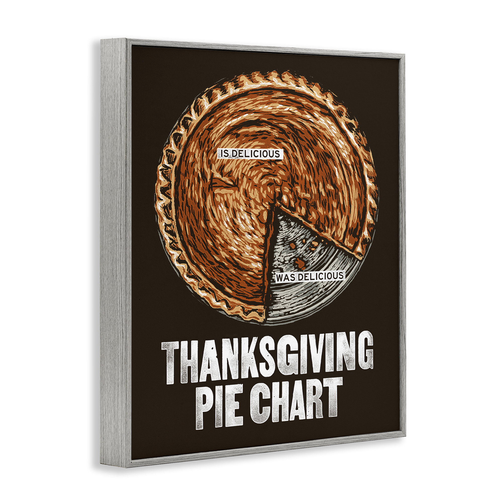 Stupell Industries Thanksgiving Pie Chart Holiday Painting Gray Framed Art Prints Wall Art, 24 x 30