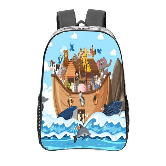Rocae Animals on Noah's Ark Floating for 16inch Clear Backpack Transparent School Backpack for Women Men, Capacity Clear Bag for College, Travel