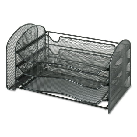 Safco Mesh Desk Organizer, 1 Vertical/3 Horizontal Sections, 16 1/4 x 9 x 8, Black