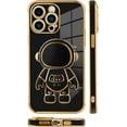 thumbnail image 4 of Compatible with iPhone 14 Pro Max Case Astronaut Plating Electroplate Luxury Elegant Case Camera Protector Kickstand Shockproof Protective Corner Back Cover iPhone 14 Pro Max Case -Black, 4 of 5