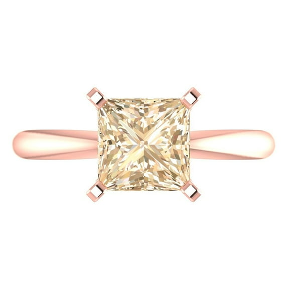 Clara Pucci 14K Rose Gold 2ct Morganite Solitaire Ring for Women