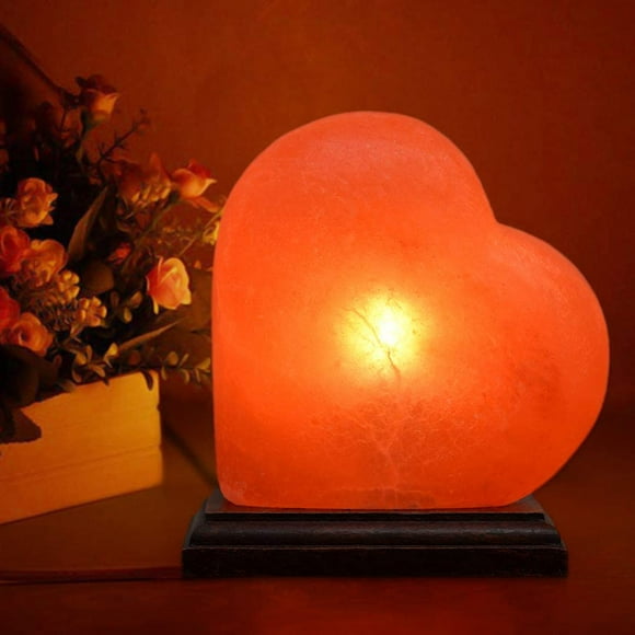 Apex Global Himalayan Salt Lamp - Heart Shaped, Individually Hand Crafted Himalayan Pink Salt Lamps, Amber Glow, Wooden Base, with Dimmer Switch and Extra Bulb(6.5 inches, 6 lbs.) Unique Gift Ideas…