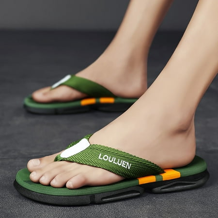 MPWEGNP Shoes Men Casual Slippers Beach Flip Flops Outdoor Fashion Sandals (Green 8)