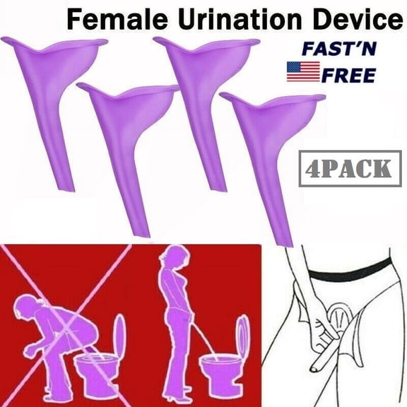 4Pcs Female Urination Device, Female Urinal Silicone Funnel Urine Cups Portable Urinal for Women Standing Up to Pee Funnel Reusable Women Pee Funnel, Camping,Outdoor,Travel, Activities