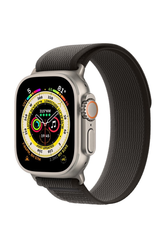 Restored Apple Watch Ultra (GPS + LTE) 49mm Silver Titanium Case & Black/Gray Trail Loop - M/L (Refurbished)