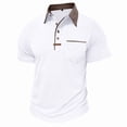 thumbnail image 4 of Qwertyu Mens Casual Polo Shirts Classic Short Sleeve Basic Golf Button Shirt with Pocket White XL, 4 of 6