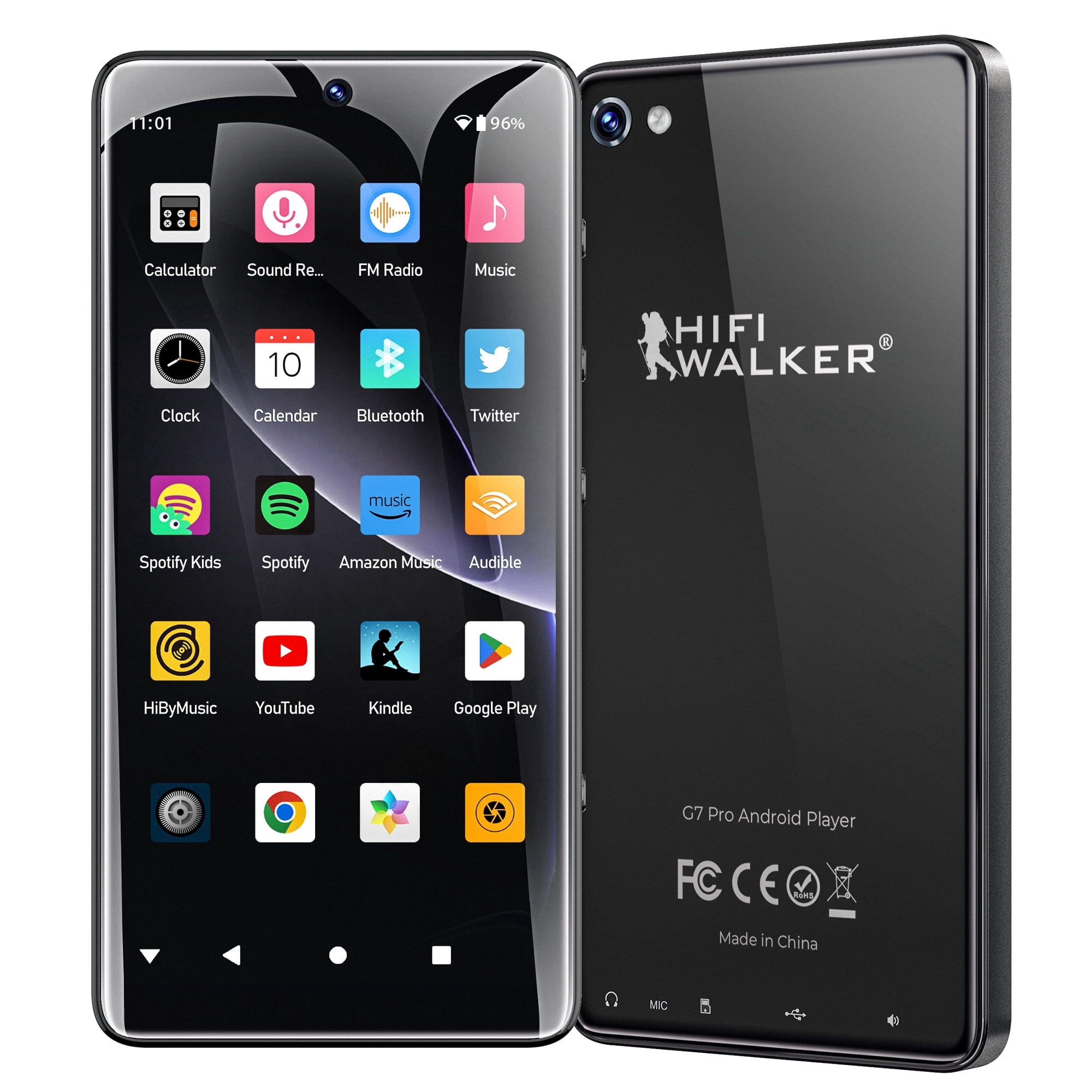 128GB Youtube MP3 Player, Android 13 Music Player, 5.2" Touchscreen, WiFi Bluetooth, Built-in Speaker, Dual Cameras, Spotify Player for Running, Walking, Traveling, Black