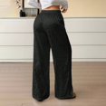 thumbnail image 2 of Bibifish Womens Pants Olive Green Leopard Print Satin Fabric Drawstring Waist Wide-Leg Fit Casual Vacation Daily Errands Retro Style Trendy Pants, 2 of 9