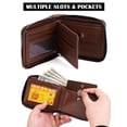 thumbnail image 6 of Deago Men's PU Leather Zipper Wallets Short Casual Zip Around Bifold Wallet Multi Credit Card Holder Purse (Khaki#2), 6 of 9