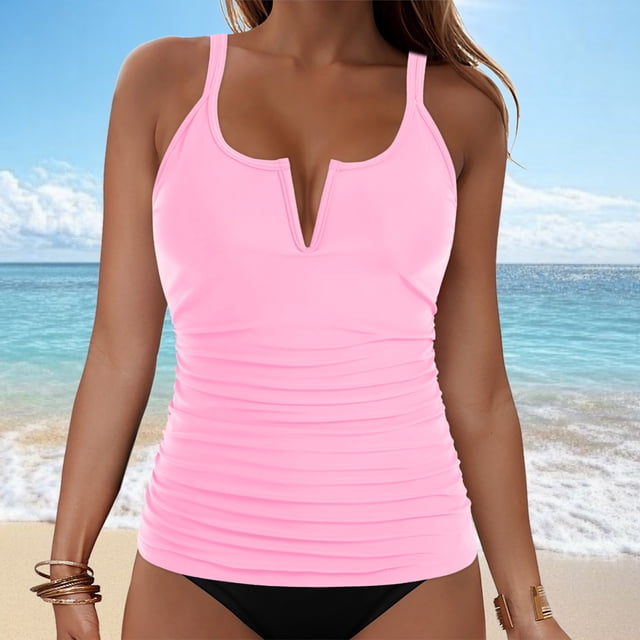 Trajes de baño para mujer, moda para mujer, traje de baño liso sin mangas, push-up, acolchado, blusa de traje de baño, trajes de baño para mujer, trajes de baño para mujer, trajes de baño para mujer,