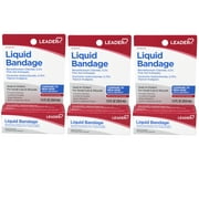 Leader Liquid Bandage with Benzethonium Chloride 0.2% , First Aid Antiseptic, Seals to Protect, for Small Cuts & Wounds, 1 fl oz - 3 Pack