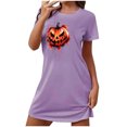 thumbnail image 3 of Pyjamas d'Halloween pour Femmes, Grande Taille, Robe de Nuit Courte avec Imprimé Poitrine et Col Rond, Tissu Polyester Doux pour un Sommeil Confortable Ou Tenue Décontractée, 3 of 3