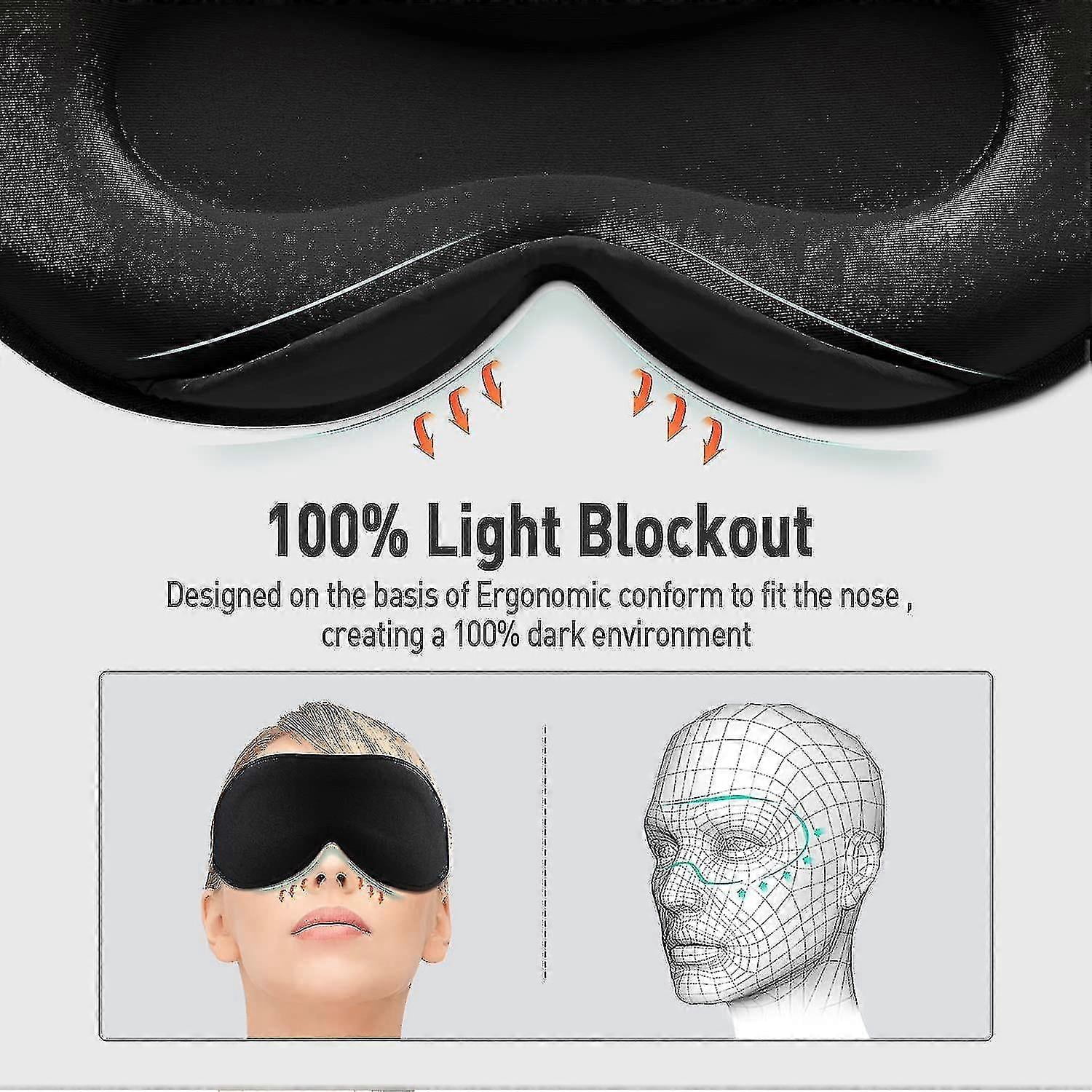 2023 Upgraded Sleep Mask, Perfect Sleeping Mask For Side Sleepers, 3d Ultra Soft Skin-friendly Eye