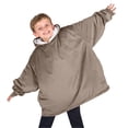 thumbnail image 3 of Bare Homey Plush Sherpa Wearable Blanket - Fluffy & Soft - Lightweight - Kids, Taupe, 3 of 9