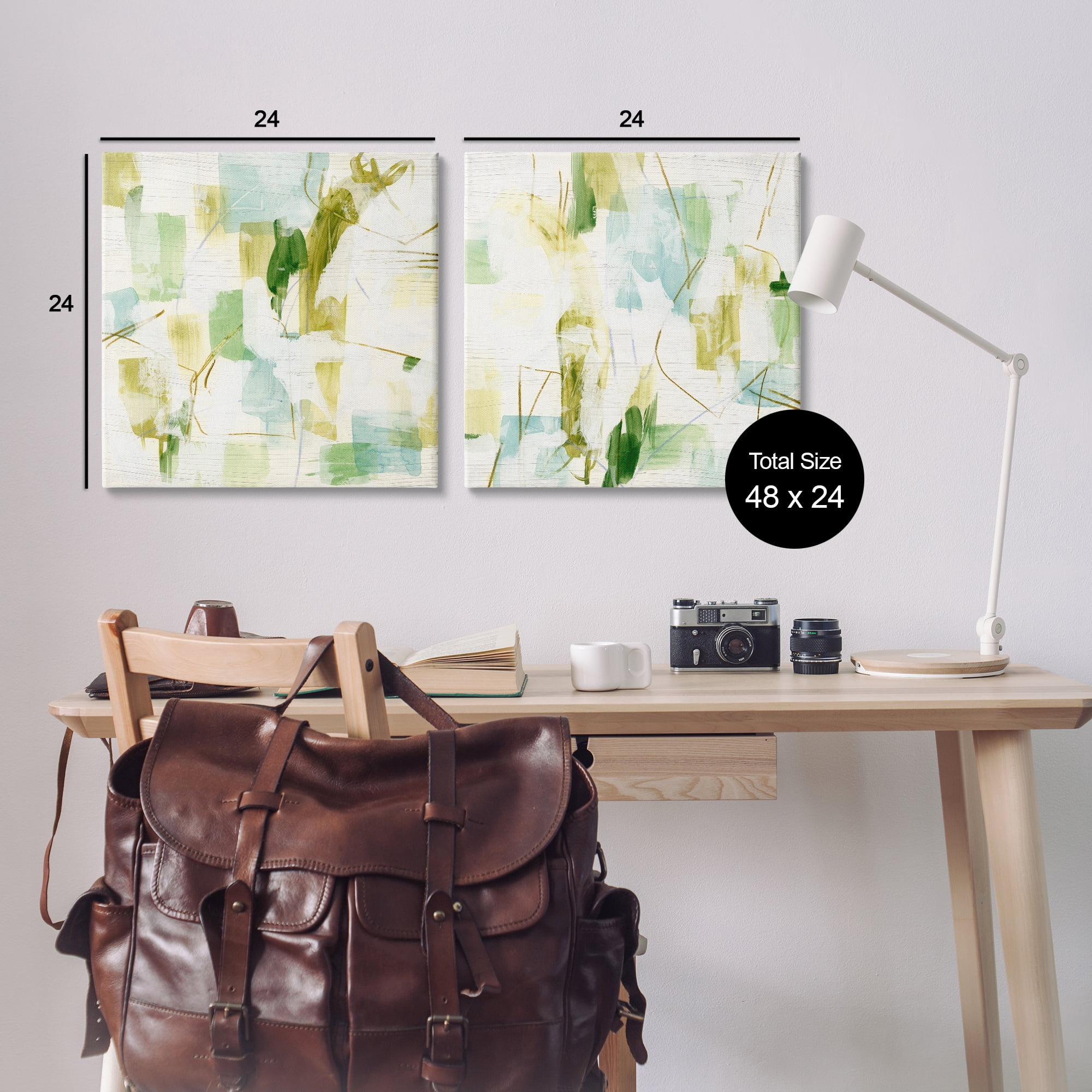 Stupell Industries Abstract Chaotic Patterns Abstract Painting Wrapped Canvas Art Print Wall Art, 24 x 24, Set of 2