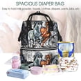 thumbnail image 5 of Balery Four Running Horses Mummy Backpack - Waterproof Twill Canvas, Large Capacity Diaper Bag with Multiple Pockets and Adjustable Straps, 5 of 6