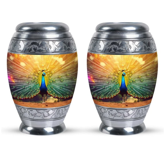 Glorious Peacock Urnas Para Cenizas Humanas Adultos - Adult Urns For Human Ashes Men - Adult Cremation Urn - Keepsake Urns For Ashes Small - Keepsake For Human Ashes(Size - 3inch, 2pcs)