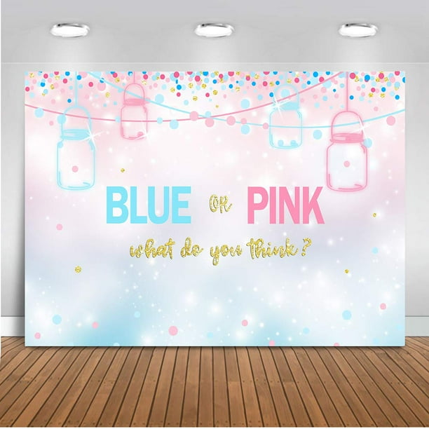Blue Or Pink Gender Reveal Backdrop Gender Reveal Baby Shower Photography Background 7x5ft Vinyl Mason Jars Gender Reveal Party Banner Backdrops Walmart Com Walmart Com