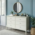 thumbnail image 5 of BOWERY HILL Mid Century 55.3" W 6 Drawer Double Bedroom Dresser in Soft White, 5 of 7