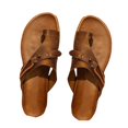 thumbnail image 2 of Xinyolin 1 Pair Slip-on Open Toe Beach Sandals Faux Leather Retro Bohemian Clip-Toe Flat Slippers Walking Shoes, 2 of 8