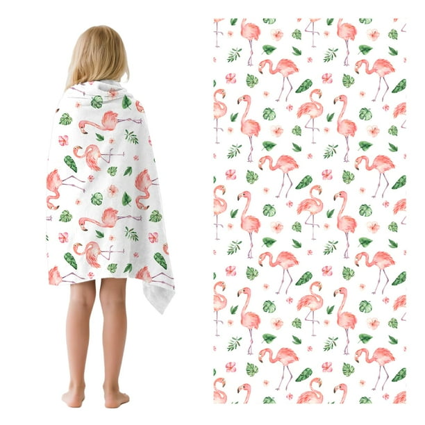 Toalla de Playa ZhowHoHo con Diseño de Flamenco para Niños en Microfibra 76x150 cm