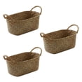 thumbnail image 1 of 3X Cesta de Almacenamiento Tejida Hecha Una Mano Contenedor de Alimentos de Paja Organizador de Maquillaje Soporte de Caja de Fruta de Pan de Ratán (S,24X15X9cm), 1 of 8