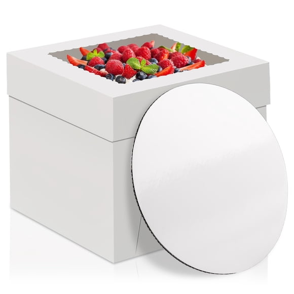 Caja para pastel WINKIO 25 x 25 x 20 cm con bases, paquete de 2