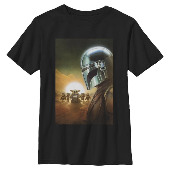 Boys Star Wars: The Mandalorian and Grogu Din Djarin and The Child Crew T Shirt