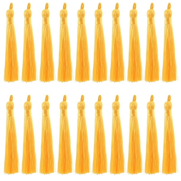 20 piezas de accesorios de borlas para pendientes colgantes de borlas largas y rectas, suministros para llaveros, joyas y pendientes DIY (amarillo)
