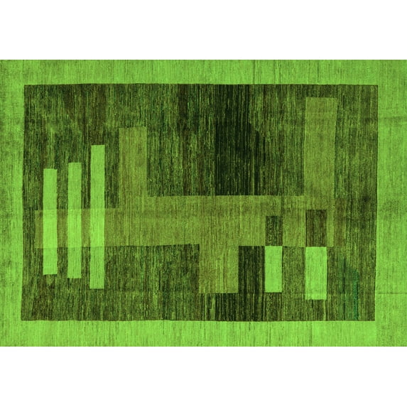 Ahgly Company Indoor Rectangle Abstract Green Modern Area Rugs, 8' x 12'