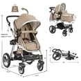 thumbnail image 3 of Costway Folding Aluminum Infant Baby Stroller Kids Carriage Pushchair W/ Diaper Bag Khaki, 3 of 8