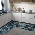 thumbnail image 3 of Modern Large Floral Kitchen Rugs Set 2 Piece Blue Decorative Rug Runner Low-Profile Floor Mats Decorations for Home Kitchen (17"x48"+17"x24"), 3 of 6