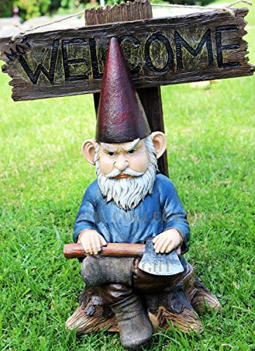 Atlantic Collectibles Cozy Whimsical Garden Grumpy Grinchy Gnome Dwarf Not Welcome Statue... by Atlantic Collectibles