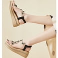 thumbnail image 4 of Flower Sandals Elastic Sloping Heels Thick Soles Casual Transparent Roman Women's Shoes Sandals for Women Black 38, 4 of 7
